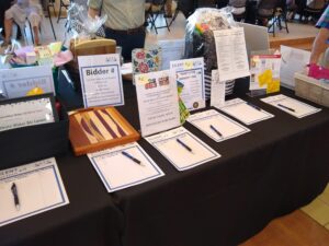 Items for auction at the E.A.T.S. event